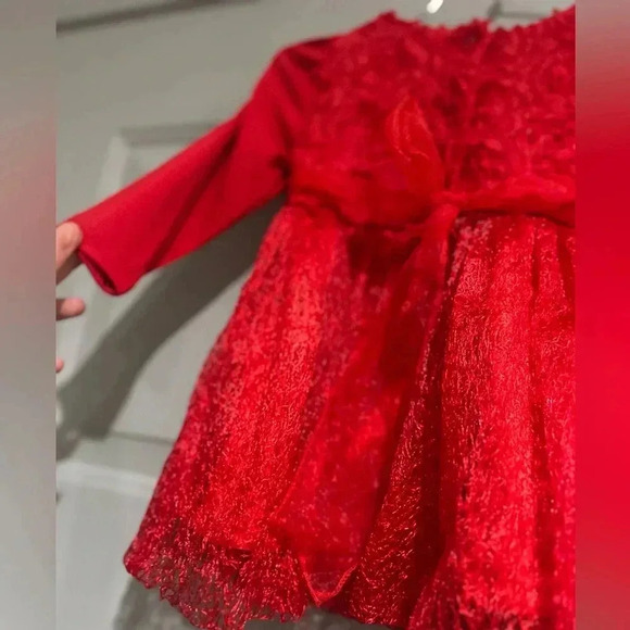 Wennikids Red Flower Girl Christening Birthday Party Dress 9 months 16-18 lbs - Picture 10 of 11